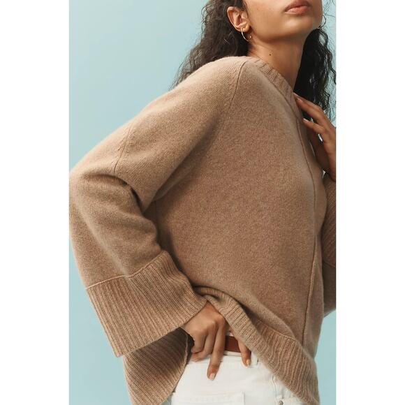 Anthropologie Maeve THE CHANDLER Crew-Neck Relaxed 100% Cashmere Sweater M NWT - Picture 3 of 6